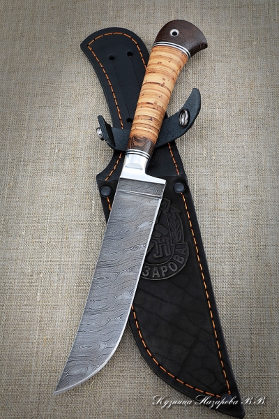 Uzbek Damascus Birch bark knife