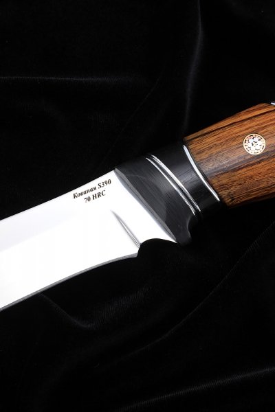 Hangar knife S390 handle carbon iron wood black hornbeam