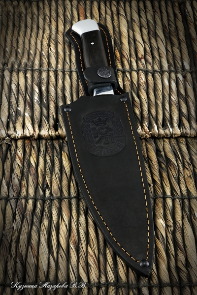 Knife Chef medium wootz steel black hornbeam duralumin (inscription)