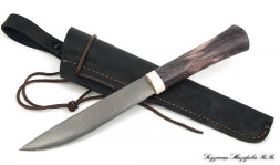Knife Yakut 2 steel H12MF handle Karelian birch (purple)