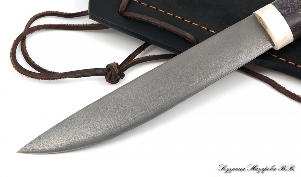Knife Yakut 2 steel H12MF handle Karelian birch (purple)