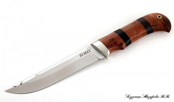Нож Рыбак ELMAX мельхиор наборная бубинга черный граб с крючком