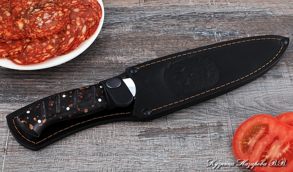 Кухонный нож Шеф № 9 сталь Х12МФ рукоять акрил коричневый