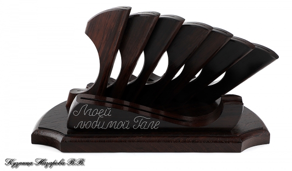 Wenge stand with a set of 7 knives and a chopper (95h18, black acrylic) 