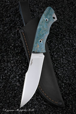 Knife No. 4 H12MF CM (full descents) Karelian birch blue
