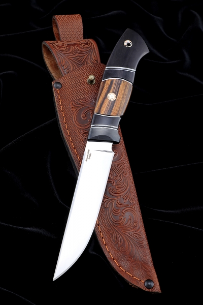 Нож Ирбис-2 S390 рукоять карбон железное дерево черный граб