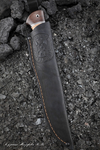 Angara knife Damascus handle birch bark