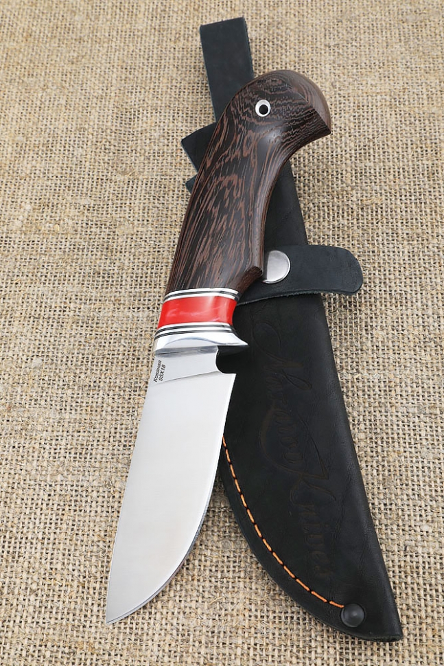 Hunting knife 95x18 handle acrylic red and wenge