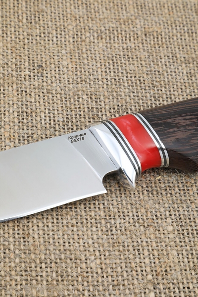 Hunting knife 95x18 handle acrylic red and wenge