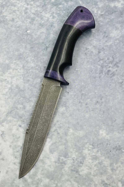 Нож "Рыбак" сталь ХВ5, рукоять карельская береза янтарь и черный граб (распродажа)