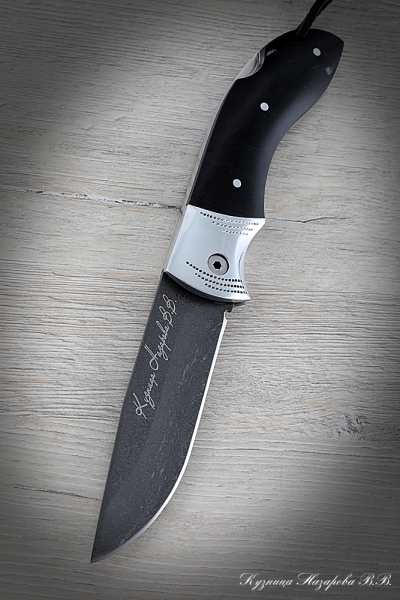 Нож складной Филин сталь х12мф накладки акрил черный с дюралью