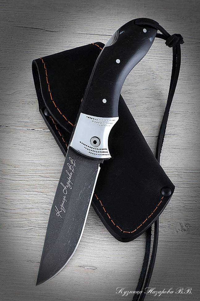 Нож складной Филин сталь х12мф накладки акрил черный с дюралью