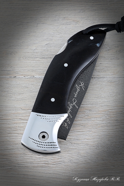 Нож складной Филин сталь х12мф накладки акрил черный с дюралью
