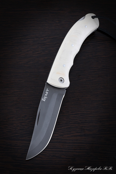 Folding knife Taiga Steel Wootz steel Lining Acrylic Ivory