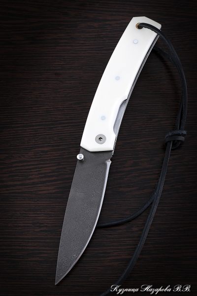 Нож складной Походный сталь Х12МФ накладки акрил белый