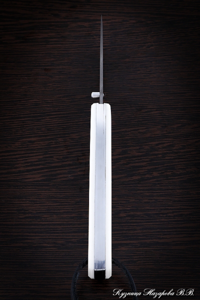 Нож складной Походный сталь Х12МФ накладки акрил белый