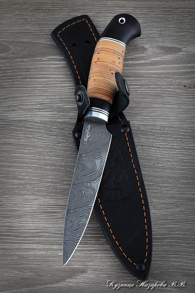 Knife Chef No. 2 steel damascus birch bark
