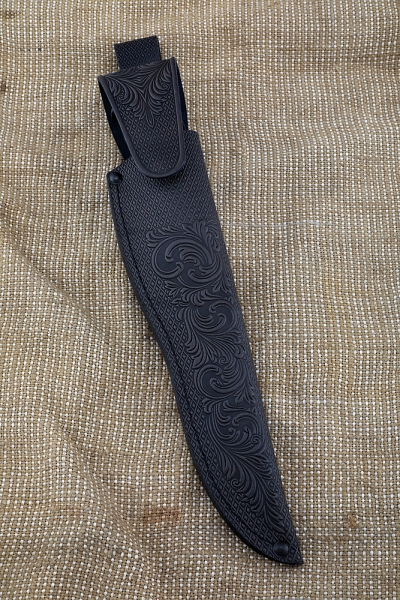 Нож Засапожный М390 - сатин рукоять карбон карельская береза зеленая черный граб