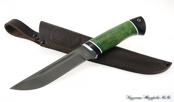 Knife Fighter H12MF black hornbeam stabilized Karelian birch (green)
