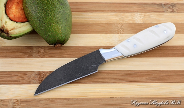 Кухонный нож Шеф № 1 сталь Х12МФ рукоять акрил белый
