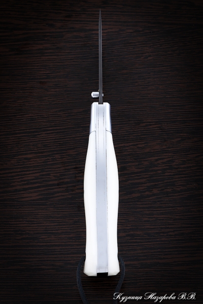 Folding knife Rook Steel Wootz steel handle Acrylic white