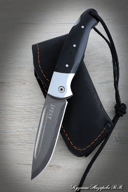 Folding knife Owl Wootz steel lining Acrylic black with duralumin