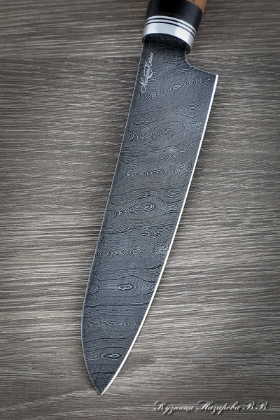 Кухонный нож Шеф № 3 сталь дамаск рукоять береста