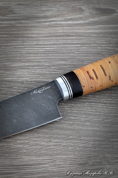 Knife Chef No. 3 steel damascus handle birch bark