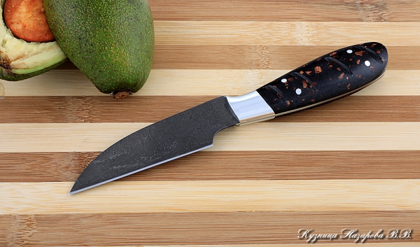 Кухонный нож Шеф № 1 сталь Х12МФ рукоять акрил коричневый