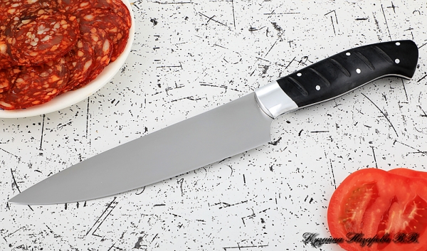 Кухонный нож Шеф № 9 сталь 95Х18 рукоять акрил черный