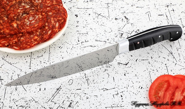 Кухонный нож Шеф № 9 сталь 95Х18 рукоять акрил черный