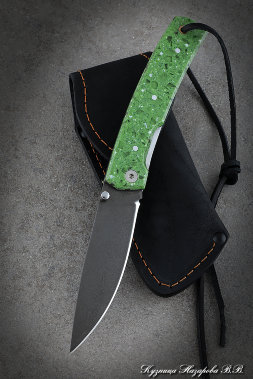 Folding Camping Knife Steel H12MF Lining Acrylic Green
