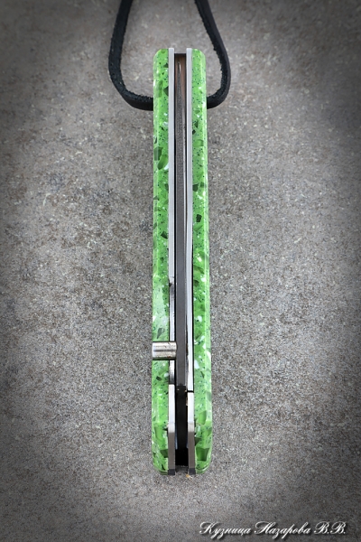 Нож складной Походный сталь Х12МФ накладки акрил зеленый