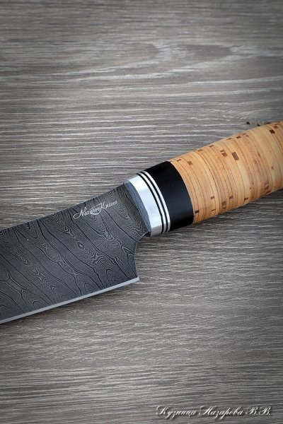 Knife Chef No. 10 steel damascus handle birch bark