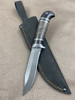 Нож Скиф булат стабилизированная карельская береза коричневая черный граб (распродажа)