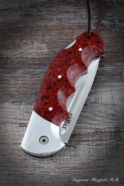 Folding knife Eagle steel Elmax lining acrylic red with duralumin