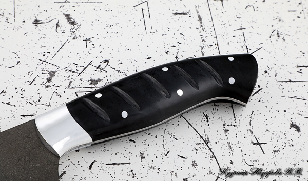 Кухонный нож Шеф № 9 сталь Х12МФ рукоять акрил черный