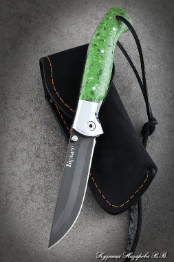 Folding Knife Rook Steel Wootz steel Lining Acrylic Green