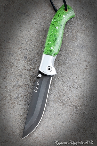 Нож складной Ладья сталь Булат накладки акрил зеленый