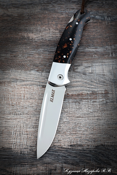 Folding knife Owl steel Elmax lining Acrylic brown with duralumin