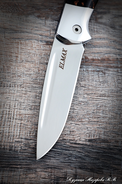 Folding knife Owl steel Elmax lining Acrylic brown with duralumin