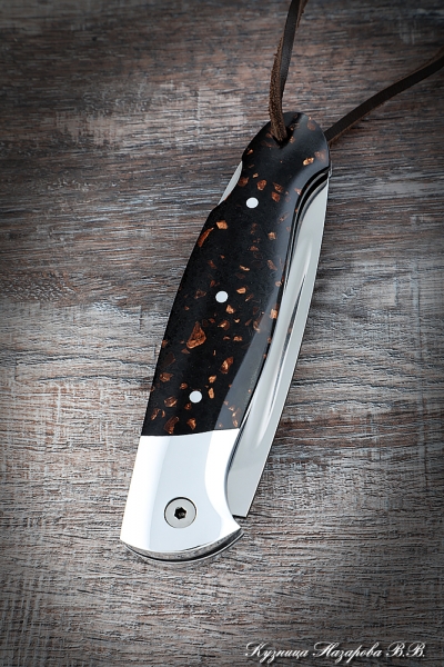 Нож складной Сова сталь Elmax накладки акрил коричневый с дюралью