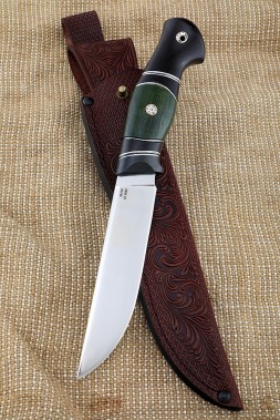 Нож Овод М390 рукоять карбон карельская береза зеленая черный граб