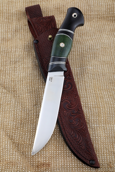 Нож Овод М390 рукоять карбон карельская береза зеленая черный граб (New)