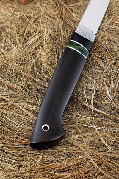 Нож Шаман Elmax рукоять G10 черная, карельская береза зеленая, черный граб