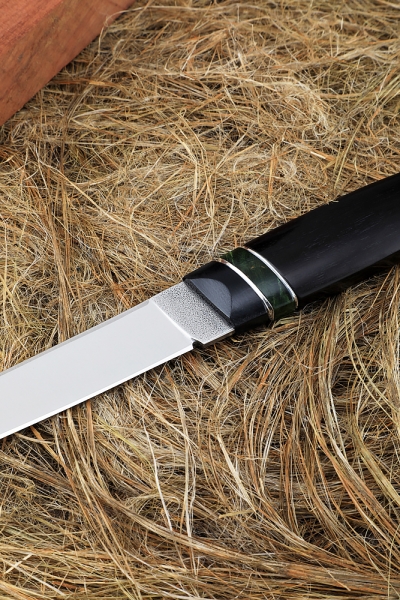 Нож Шаман Elmax рукоять G10 черная, карельская береза зеленая, черный граб