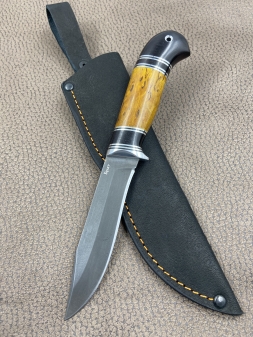 Нож Скиф булат стабилизированная карельская береза янтарная черный граб (распродажа)