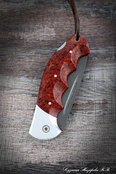 Нож складной Орел сталь Х12МФ накладки акрил красный с дюралью