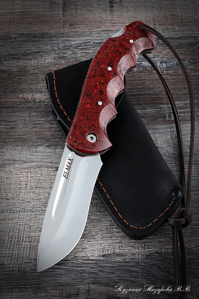 Folding Knife Eagle Steel Elmax Lining Acrylic Red