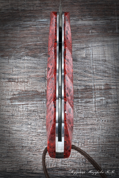 Folding Knife Eagle Steel Elmax Lining Acrylic Red